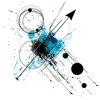 Scribbled arrow and circles isolated on transparent background png