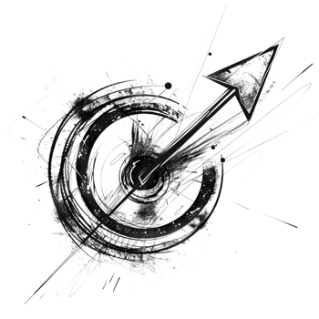 Scribbled arrow and circles isolated on transparent background png
