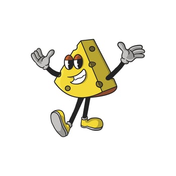 Vintage Cheese Cartoon Character 90's Premium vector