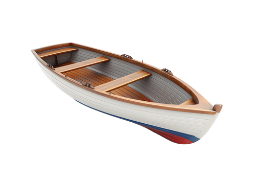 Wooden Rowboat with Seats. Isolated on transparent background png