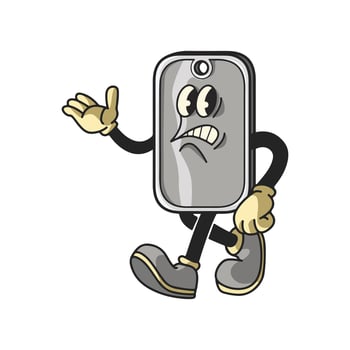 Vintage Atom Dog Tag Cartoon Character 90's Premium vector