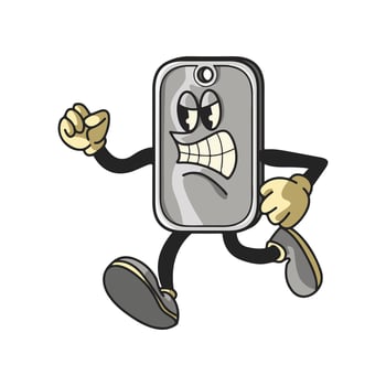 Vintage Atom Dog Tag Cartoon Character 90's Premium vector