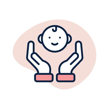 Baby on hands showing concept icon of baby care vector