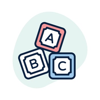 Abc blocks, alphabet blocks icon design in editable style vector