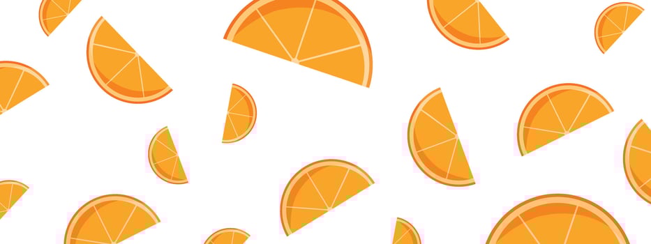 Orange fruit half of slice floating, isolated on white background. illustration vector