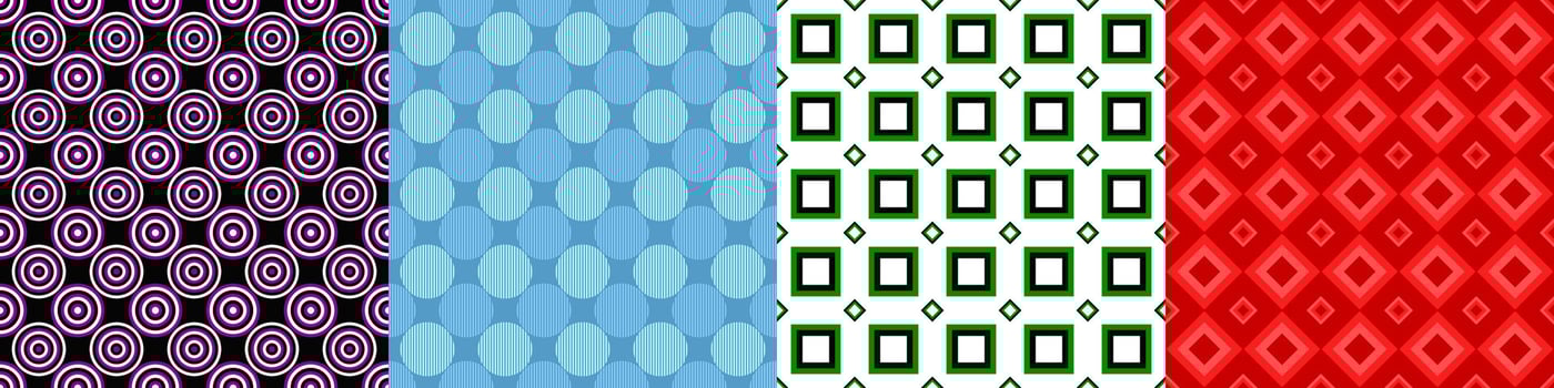 Seamless geometric threetone pattern set vector