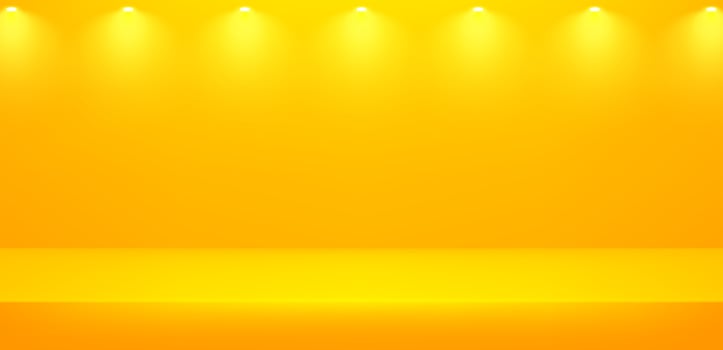 Empty yellow studio room background. Yellow background. Space for selling products on the website. Empty room with spotlight effect. illustration. vector