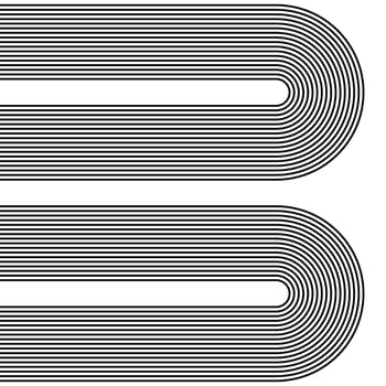 Abstract black arc lines on white background, linear swirls path banner template vector