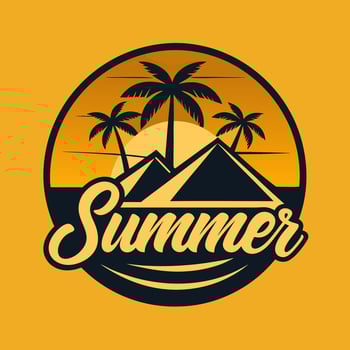 Mountain retro summer season with yellow background for your Tshirt design, community design vector