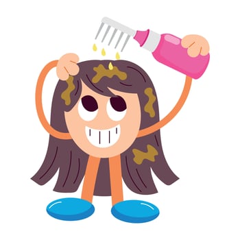 WA flat style sticker showing cartoon with oil combeb vector
