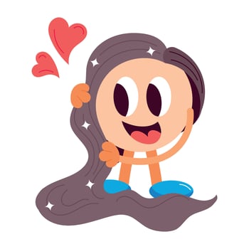 WebA flat sticker of long hair happy emoji vector