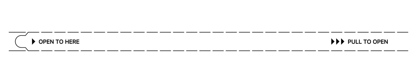 OPEN TO HERE perforated pull tabs vector