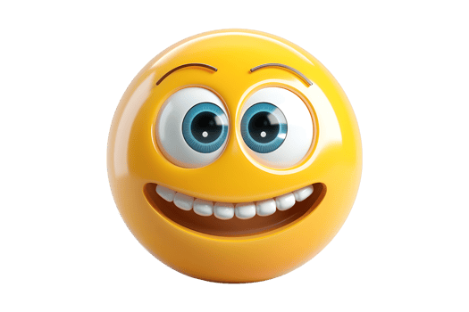3D Emoji with Big Eyes and Big Smile. Isolated on transparent background png