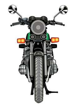 Classic motorcycle front view illustration. Vintage motorbike isolated on white background for design elements. vector