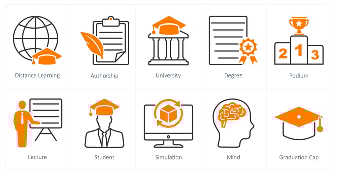 A set of 10 School and Education icons as distance learning, authorship, university vector