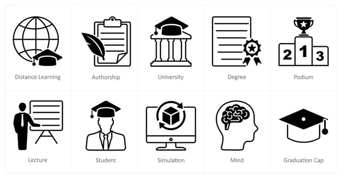 A set of 10 School and Education icons as distance learning, authorship, university vector