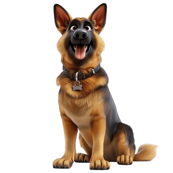 Cartoon German Shepherd Dog Standing on Transparent background AI-Generative png