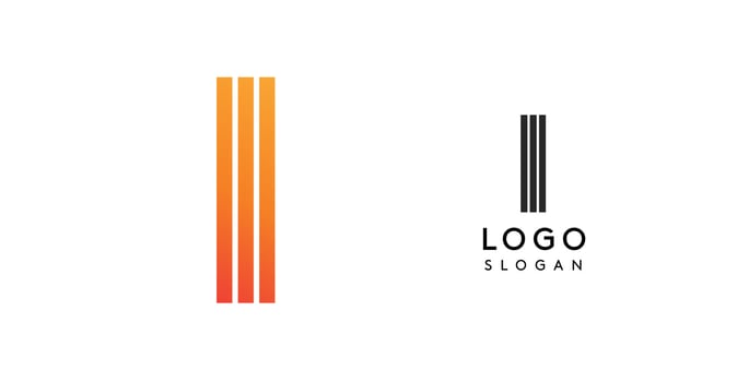 Minimalist logo design with vertical lines, letter I symbol. Gradient colors create sleek, modern look. Ideal for corporate branding, business identity, professional marketing. illustration vector