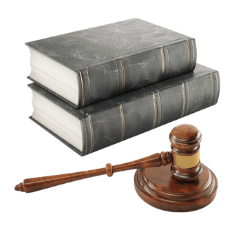 Wooden Gavel on Base with Set of Books on Transparent background AI-Generative png