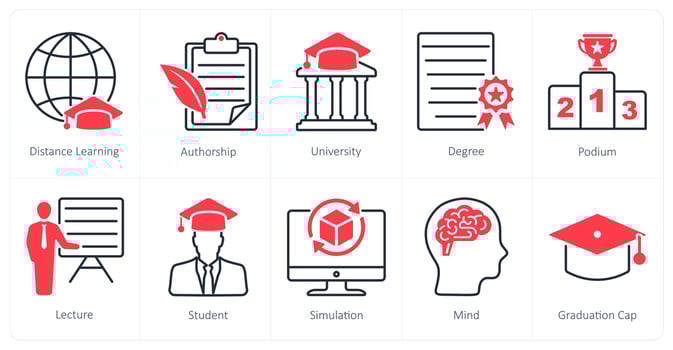 A set of 10 School and Education icons as distance learning, authorship, university vector