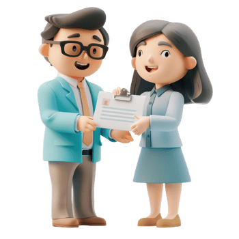 Bank Clerk Handing Over Documents png