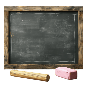 Blank Chalkboard With Wooden Frame and Chalk png