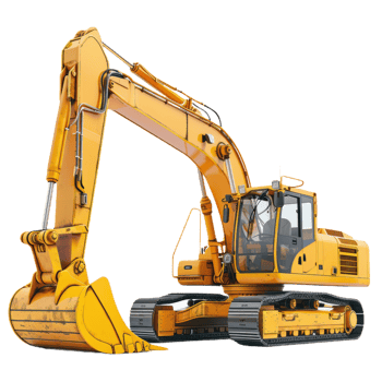 A Yellow Excavator Ready for Action png