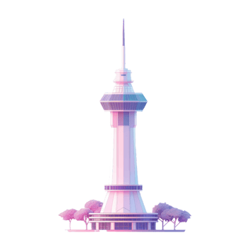 A Dreamy Tower in a Pink Sky png