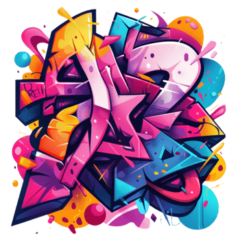 Vibrant Graffiti Art on a White Wall png