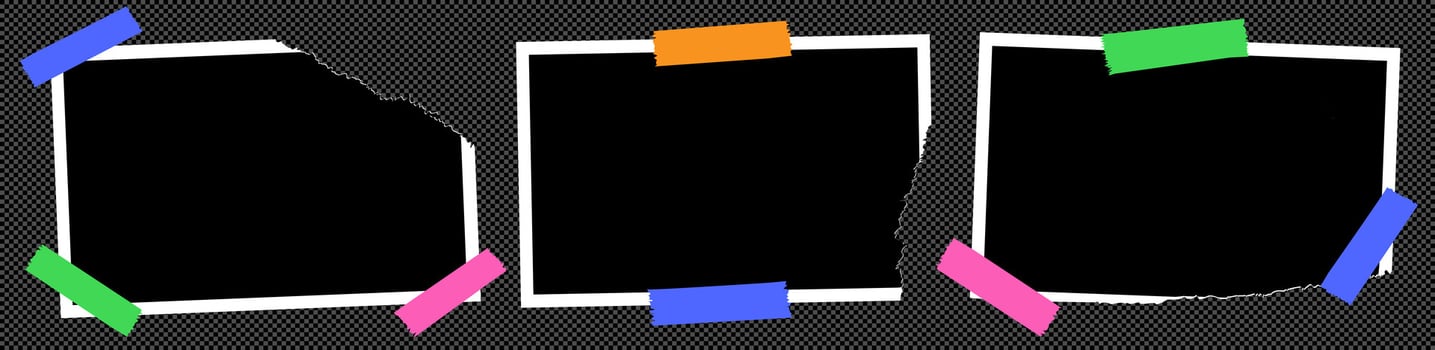 Photo frame set for pictures with piece of tape vector