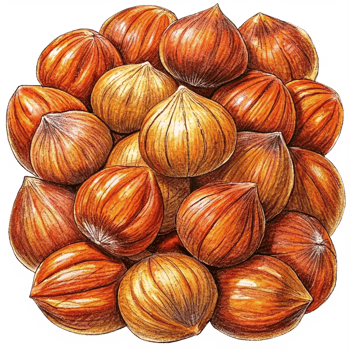 Heap of Hazelnuts Hand Drawn Graphic png