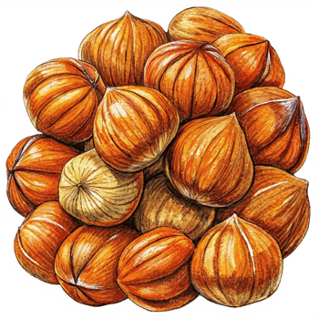 Heap of Hazelnuts Hand Drawn Image png