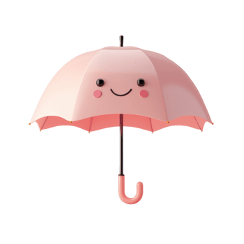 A Smiling Pink Umbrella's Cheerful Day png
