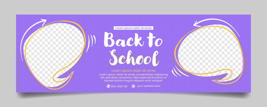 Flat back to school horizontal banners. template back to school banners vector