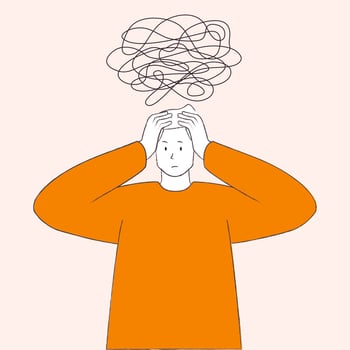 Man with hands on his head, symbolized confusion vector