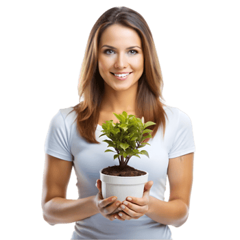 Woman Holding a Plant png