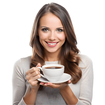 Woman Holding a Cup of Coffee png