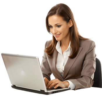 Woman Working on a Computer png