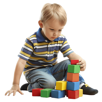 Young Boy Playing with Blocks png
