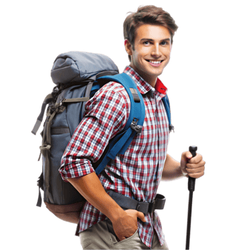 Young Man Hiking with a Backpack png