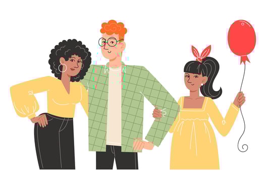 Happy international family are standing next to each other vector