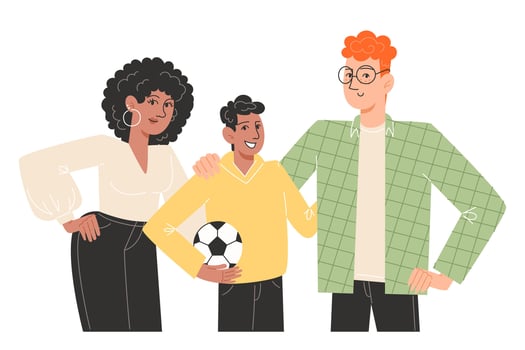 Happy international family are standing next to each other vector