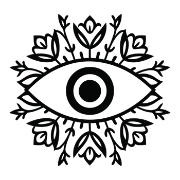 Evil eye spiritual protection symbol black floral witchy aesthetic drawing illustration transparent background png