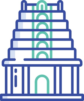 Indian Temple outline color illustration vector