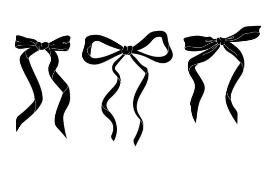 set Three Black Ribbon Bows vector