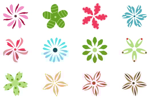 Flower icon set. Botanical floral design vector