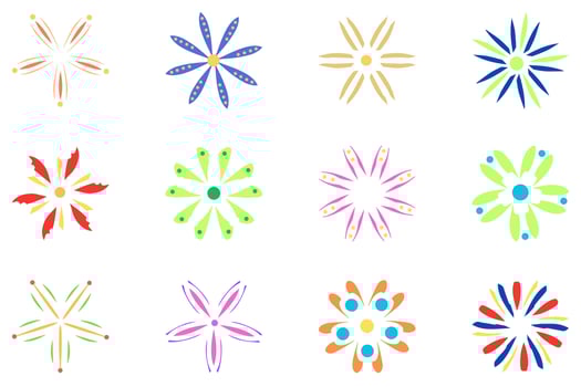 Flower icon set. Botanical floral design vector