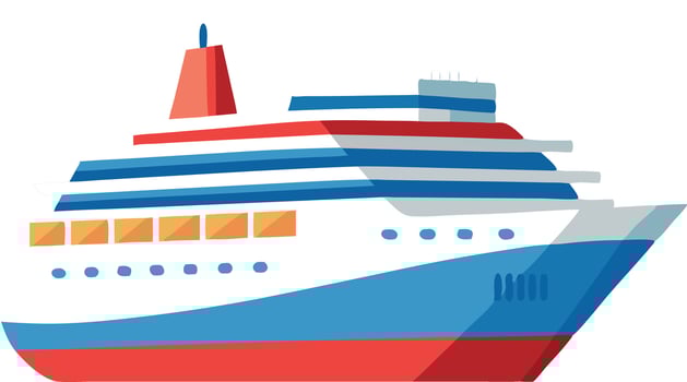 Illustration of a colorful cruise ship with modern design and white background vector