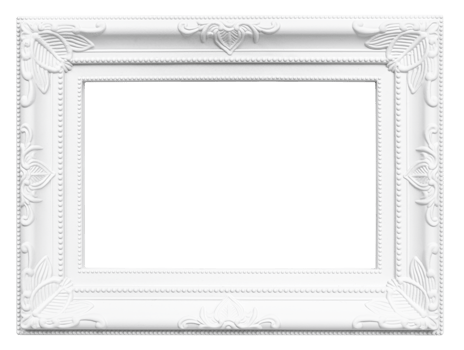 White picture frame isolated on transparent background. Template mockup png