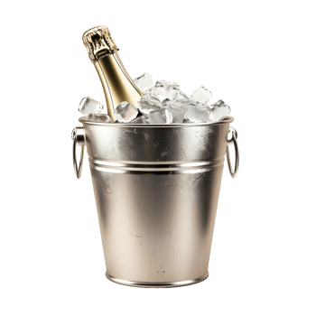 Champagne bottle in ice bucket isolated on transparent background png